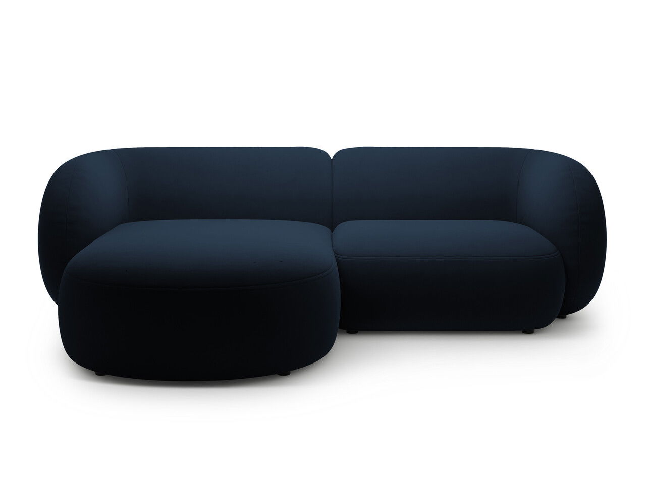 Coltar stanga 2 locuri, Kate, Micadoni, 255x176x76 cm, catifea, albastru regal