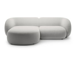 Coltar stanga 2 locuri, Kate, Micadoni, 255x176x76 cm, catifea, gri deschis