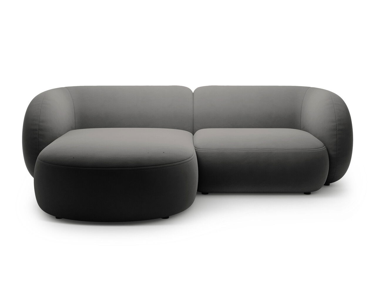 Coltar stanga 2 locuri, Kate, Micadoni, 255x176x76 cm, catifea, gri inchis