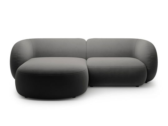 Coltar stanga 2 locuri, Kate, Micadoni, 255x176x76 cm, catifea, gri inchis