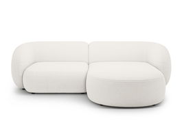 Coltar dreapta 2 locuri, Kate, Micadoni, 255x176x76 cm, tesatura boucle, alb