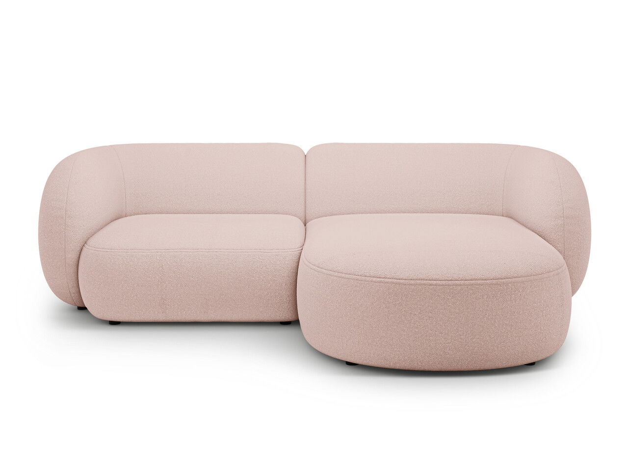 Coltar dreapta 2 locuri, Kate, Micadoni, 255x176x76 cm, tesatura boucle, roz pudra