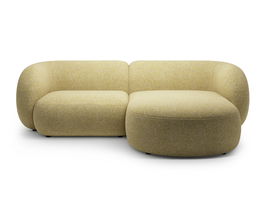 Coltar dreapta 2 locuri, Kate, Micadoni, 255x176x76 cm, tesatura structurata, galben melanj