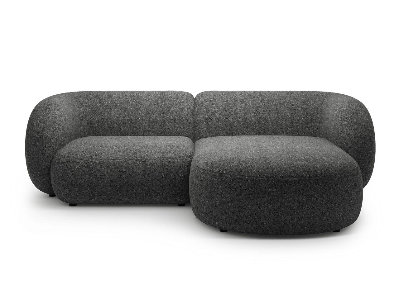 Coltar dreapta 2 locuri, Kate, Micadoni, 255x176x76 cm, tesatura structurata, gri inchis melanj