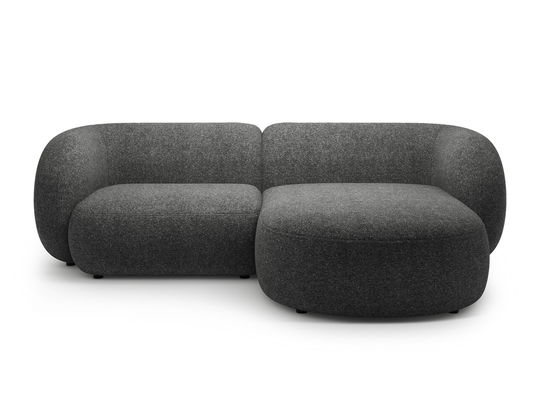 Coltar dreapta 2 locuri, Kate, Micadoni, 255x176x76 cm, tesatura structurata, gri inchis melanj