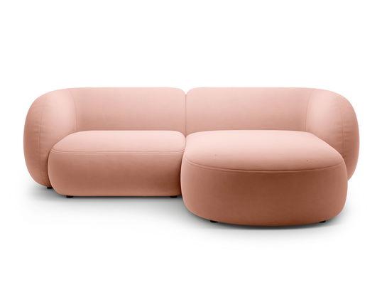 Coltar dreapta 2 locuri, Kate, Micadoni, 255x176x76 cm, catifea, roz
