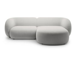 Coltar dreapta 2 locuri, Kate, Micadoni, 255x176x76 cm, catifea, gri deschis