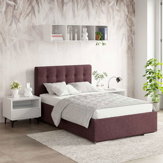 Pat tapitat de o persoana GEORGIA Clasic, 120x200, H107, somiera, Stofa Mov V68