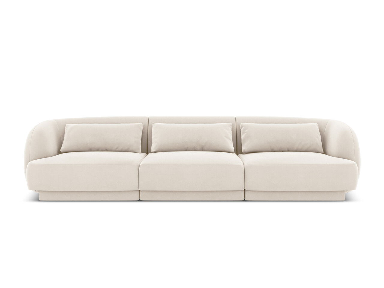 Canapea 3 locuri, Tulum, Cosmopolitan Design, 255x90x70 cm, catifea, bej deschis