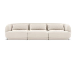 Canapea 3 locuri, Tulum, Cosmopolitan Design, 255x90x70 cm, catifea, bej deschis