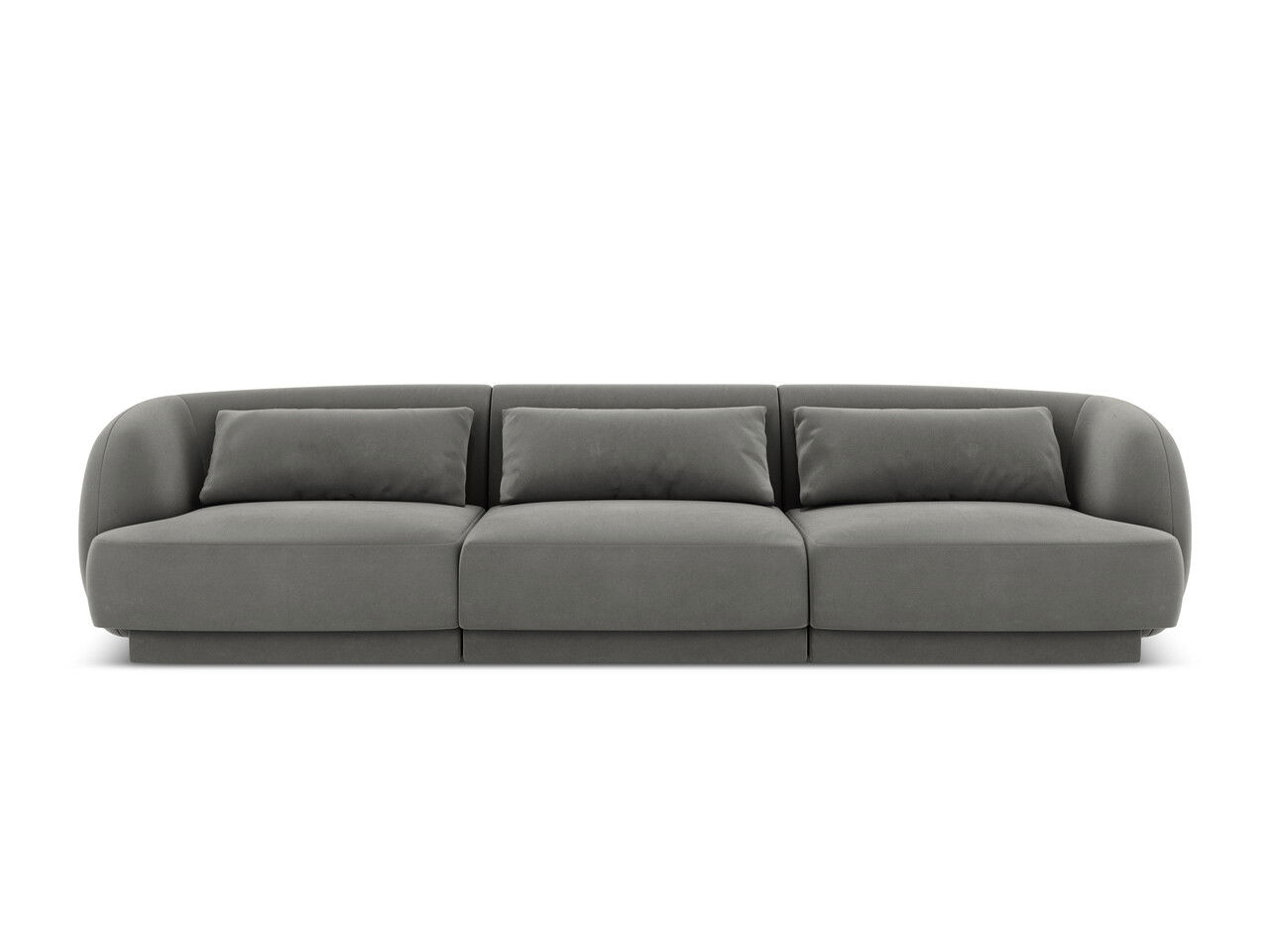 Canapea 3 locuri, Tulum, Cosmopolitan Design, 255x90x70 cm, catifea, gri deschis
