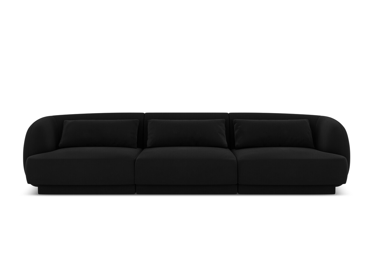 Canapea 3 locuri, Tulum, Cosmopolitan Design, 255x90x70 cm, catifea, negru