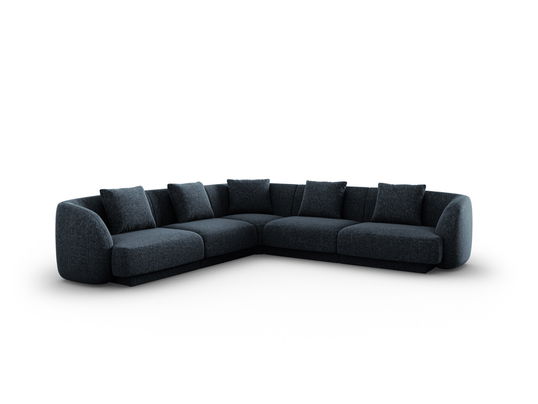 Coltar reversibil 5 locuri, Tulum, Cosmopolitan Design, 255x255x70 cm, tesatura chenille, albastru regal