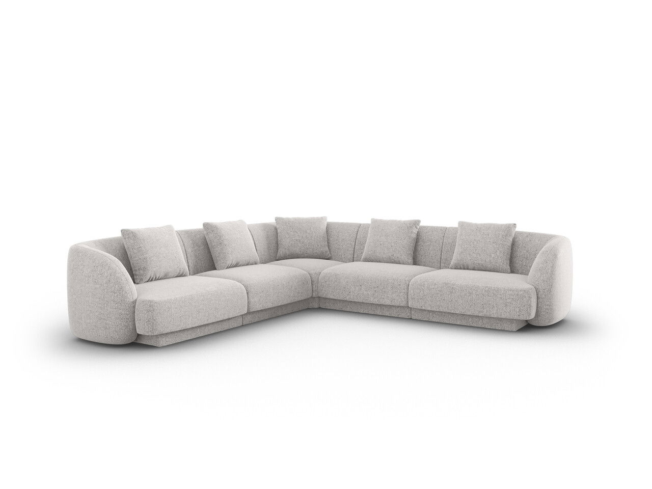 Coltar reversibil 5 locuri, Tulum, Cosmopolitan Design, 255x255x70 cm, tesatura chenille, gri deschis