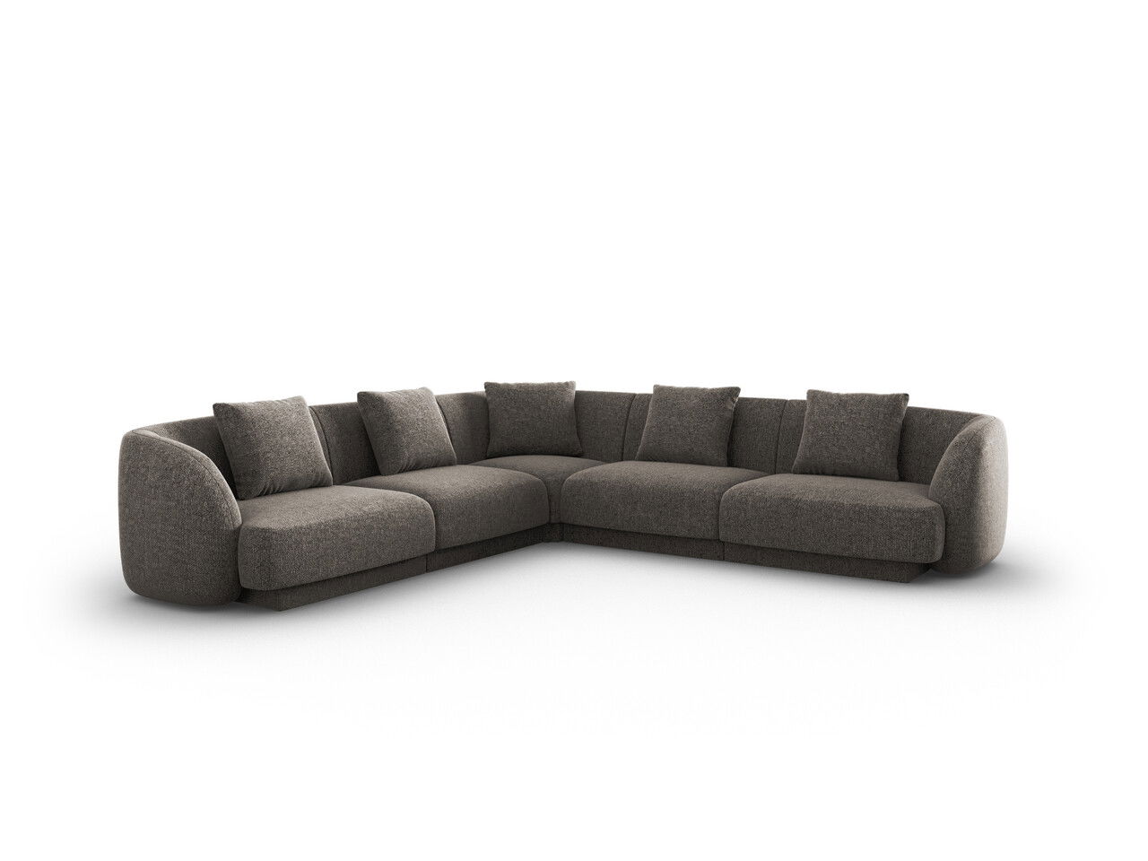 Coltar reversibil 5 locuri, Tulum, Cosmopolitan Design, 255x255x70 cm, tesatura chenille, gri