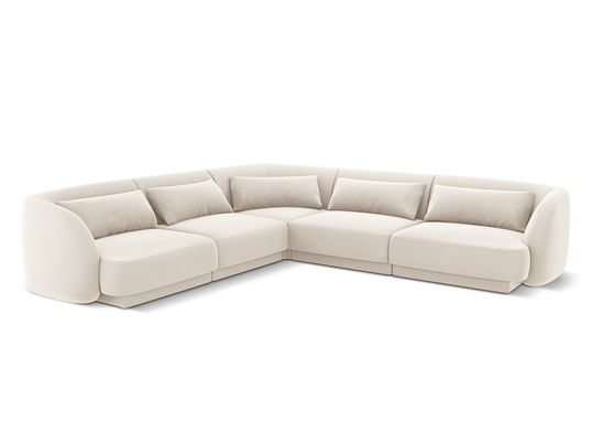 Coltar reversibil 5 locuri, Tulum, Cosmopolitan Design, 255x255x70 cm, catifea, bej deschis