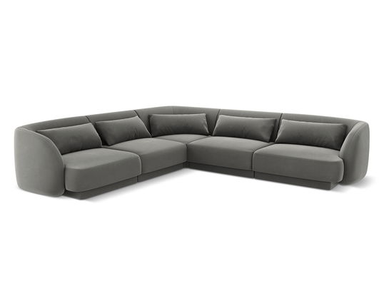Coltar reversibil 5 locuri, Tulum, Cosmopolitan Design, 255x255x70 cm, catifea, gri deschis