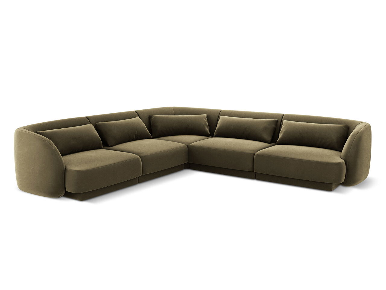 Coltar reversibil 5 locuri, Tulum, Cosmopolitan Design, 255x255x70 cm, catifea, verde
