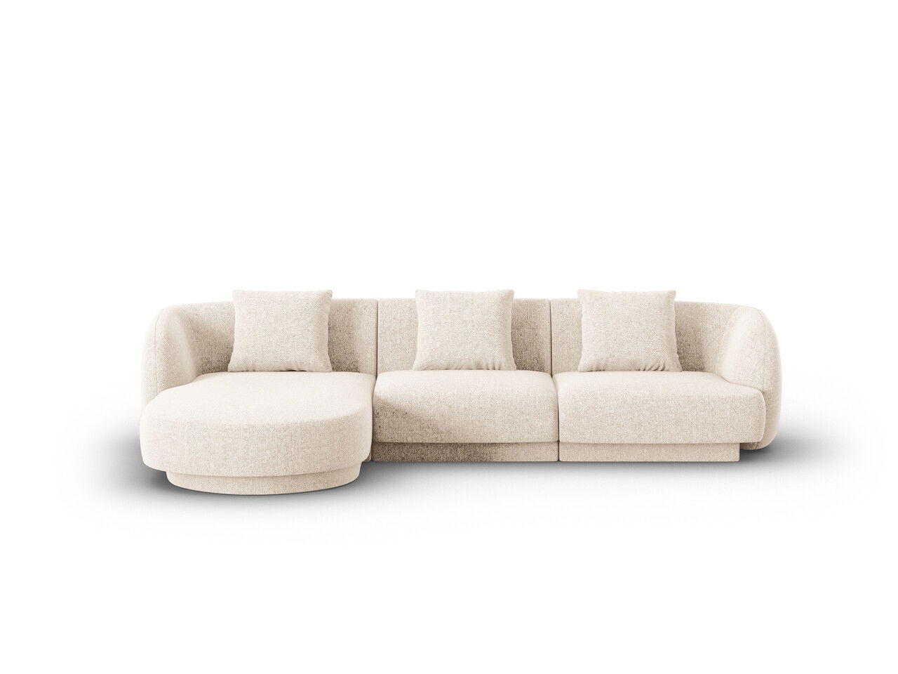 Coltar stanga 4 locuri, Tulum, Cosmopolitan Design, 255x156x70 cm, tesatura chenille, bej deschis
