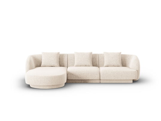 Coltar stanga 4 locuri, Tulum, Cosmopolitan Design, 255x156x70 cm, tesatura chenille, bej deschis