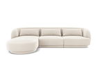 Coltar stanga 4 locuri, Tulum, Cosmopolitan Design, 255x156x70 cm, catifea, bej deschis