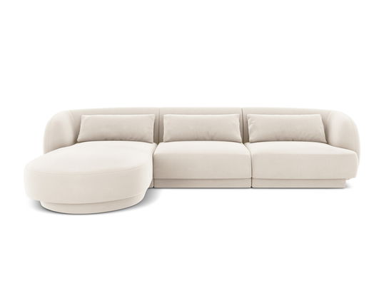 Coltar stanga 4 locuri, Tulum, Cosmopolitan Design, 255x156x70 cm, catifea, bej deschis