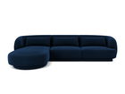 Coltar stanga 4 locuri, Tulum, Cosmopolitan Design, 255x156x70 cm, catifea, albastru regal