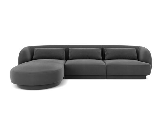 Coltar stanga 4 locuri, Tulum, Cosmopolitan Design, 255x156x70 cm, catifea, gri