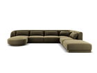 Coltar panoramic dreapta 6 locuri, Tulum, Cosmopolitan Design, 330x255x70 cm, catifea, verde