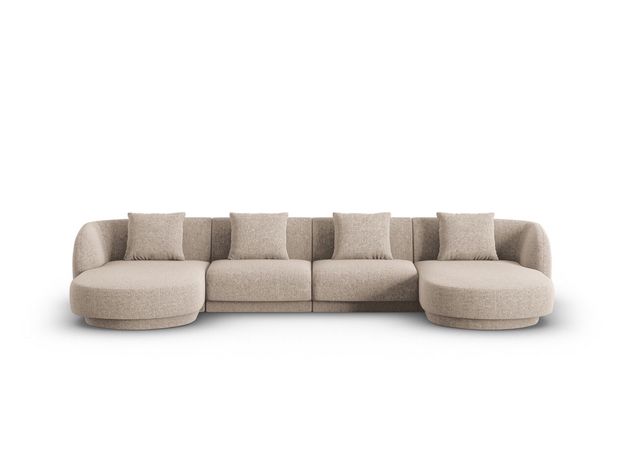 Coltar panoramic 5 locuri, Tulum, Cosmopolitan Design, 330x156x70 cm, tesatura chenille, bej