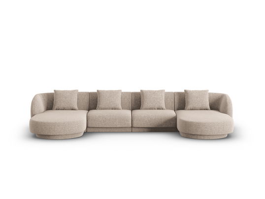 Coltar panoramic 5 locuri, Tulum, Cosmopolitan Design, 330x156x70 cm, tesatura chenille, bej