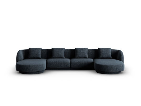 Coltar panoramic 5 locuri, Tulum, Cosmopolitan Design, 330x156x70 cm, tesatura chenille, albastru regal