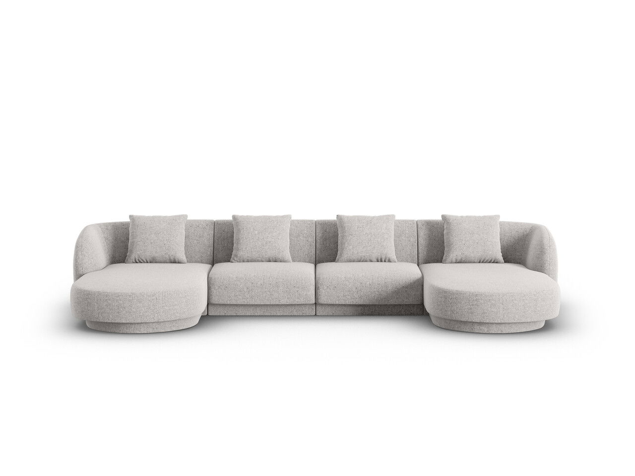Coltar panoramic 5 locuri, Tulum, Cosmopolitan Design, 330x156x70 cm, tesatura chenille, gri deschis