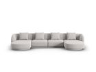 Coltar panoramic 5 locuri, Tulum, Cosmopolitan Design, 330x156x70 cm, tesatura chenille, gri deschis