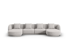 Coltar panoramic 5 locuri, Tulum, Cosmopolitan Design, 330x156x70 cm, tesatura chenille, gri deschis