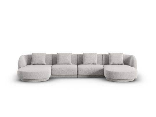 Coltar panoramic 5 locuri, Tulum, Cosmopolitan Design, 330x156x70 cm, tesatura chenille, gri deschis
