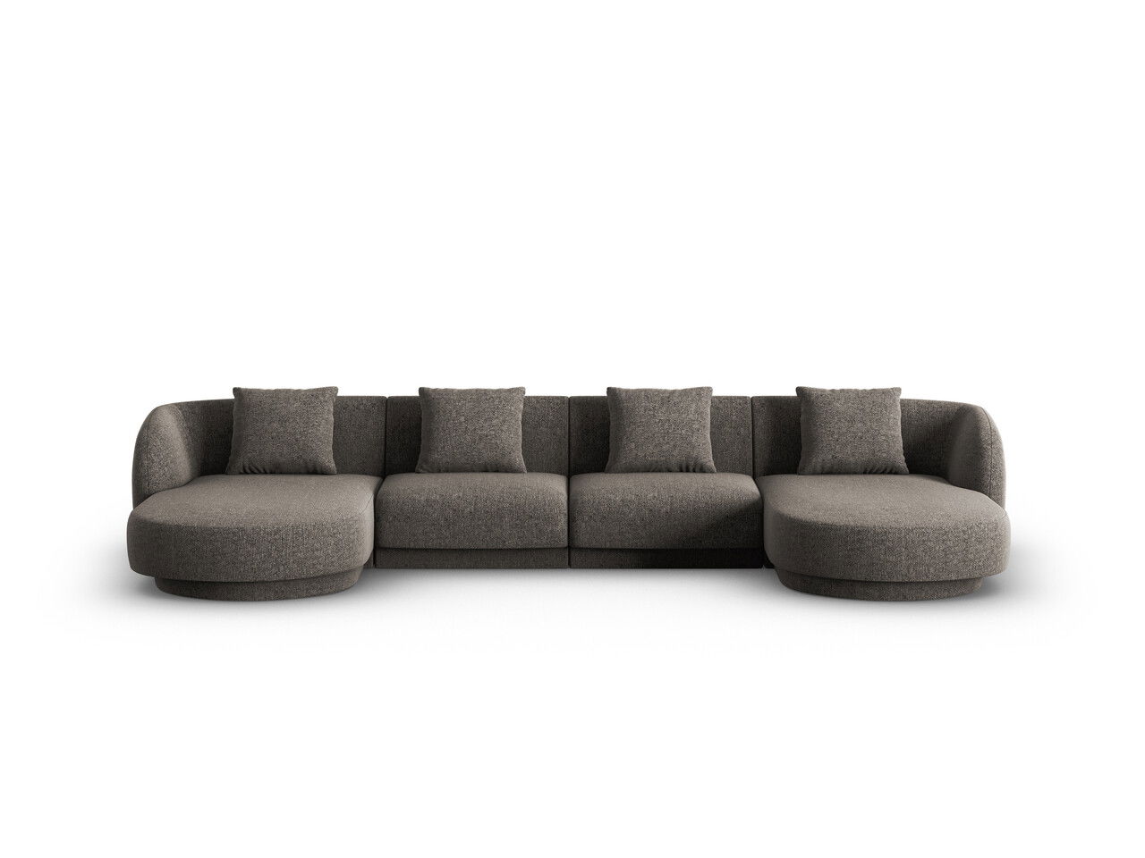 Coltar panoramic 5 locuri, Tulum, Cosmopolitan Design, 330x156x70 cm, tesatura chenille, gri