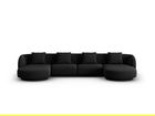 Coltar panoramic 5 locuri, Tulum, Cosmopolitan Design, 330x156x70 cm, tesatura chenille, negru