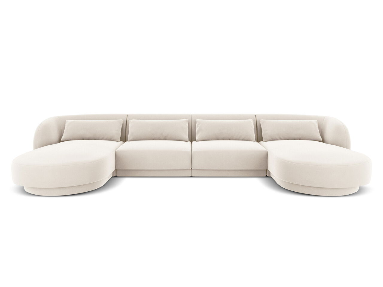 Coltar panoramic 5 locuri, Tulum, Cosmopolitan Design, 330x156x70 cm, catifea, bej deschis