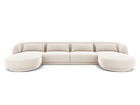 Coltar panoramic 5 locuri, Tulum, Cosmopolitan Design, 330x156x70 cm, catifea, bej deschis