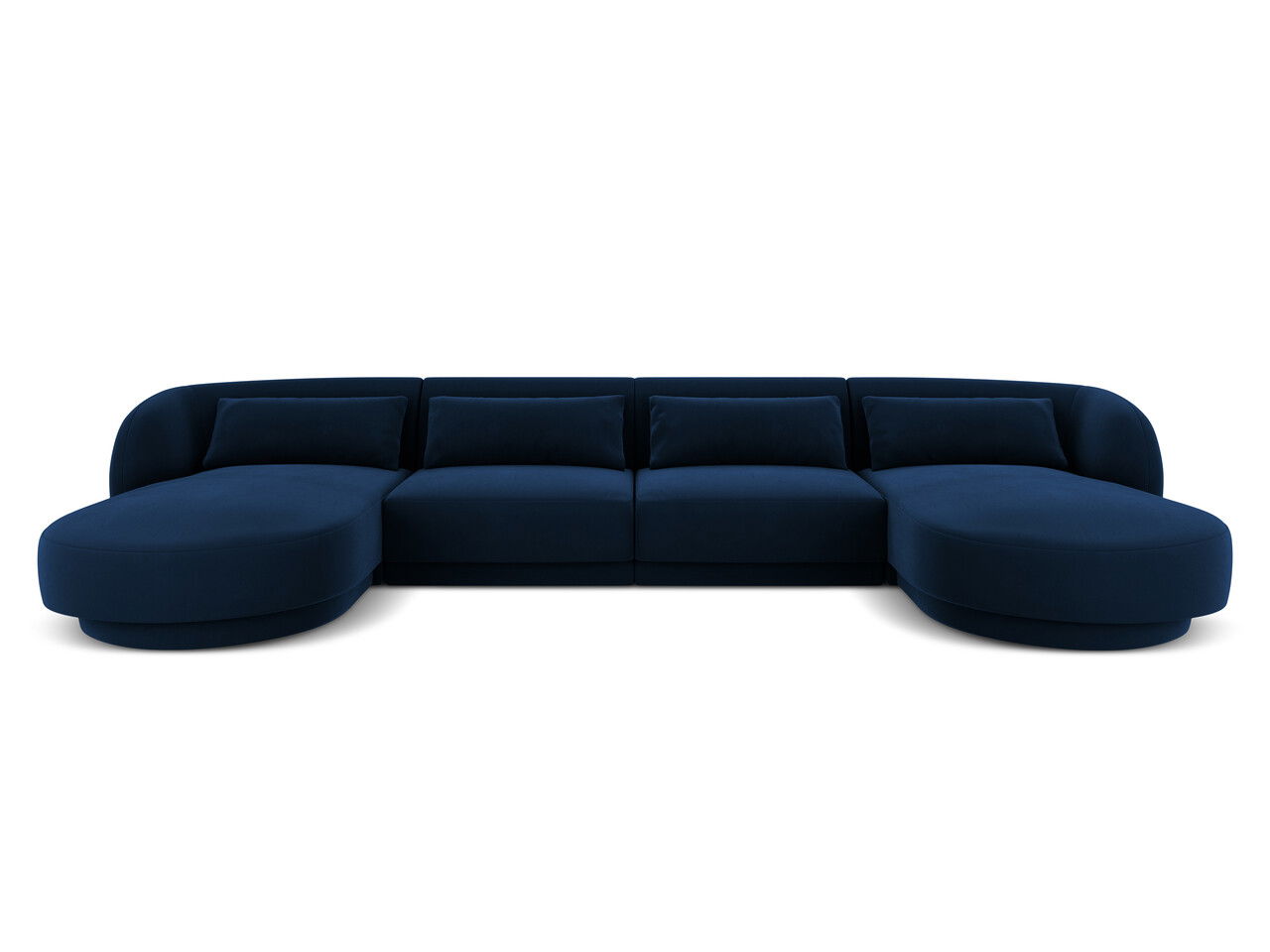 Coltar panoramic 5 locuri, Tulum, Cosmopolitan Design, 330x156x70 cm, catifea, albastru regal
