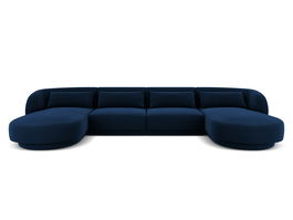 Coltar panoramic 5 locuri, Tulum, Cosmopolitan Design, 330x156x70 cm, catifea, albastru regal