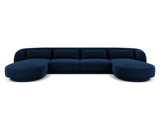 Coltar panoramic 5 locuri, Tulum, Cosmopolitan Design, 330x156x70 cm, catifea, albastru regal