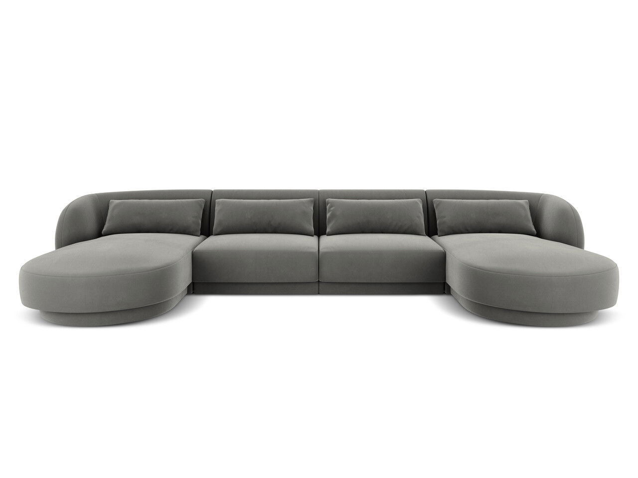 Coltar panoramic 5 locuri, Tulum, Cosmopolitan Design, 330x156x70 cm, catifea, gri deschis