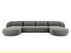 Coltar panoramic 5 locuri, Tulum, Cosmopolitan Design, 330x156x70 cm, catifea, gri deschis
