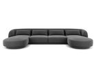Coltar panoramic 5 locuri, Tulum, Cosmopolitan Design, 330x156x70 cm, catifea, gri