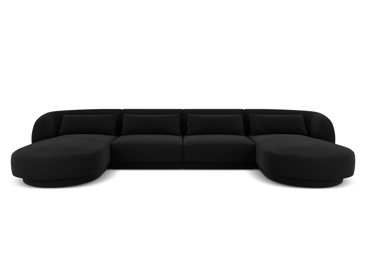 Coltar panoramic 5 locuri, Tulum, Cosmopolitan Design, 330x156x70 cm, catifea, negru