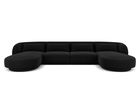 Coltar panoramic 5 locuri, Tulum, Cosmopolitan Design, 330x156x70 cm, catifea, negru