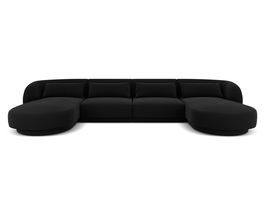 Coltar panoramic 5 locuri, Tulum, Cosmopolitan Design, 330x156x70 cm, catifea, negru