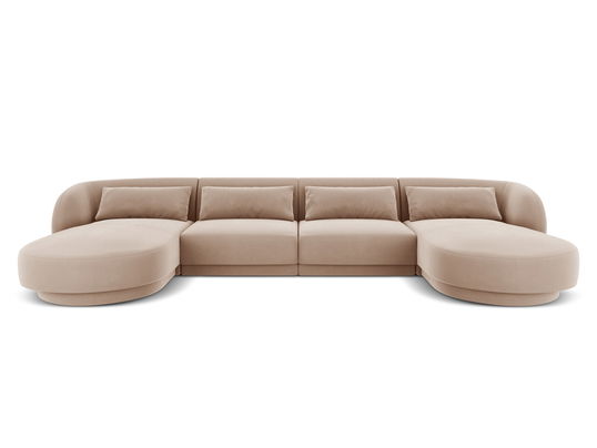 Coltar panoramic 5 locuri, Tulum, Cosmopolitan Design, 330x156x70 cm, catifea, bej
